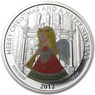 Liberia 1/2 oz Silver Christmas $2 Coin - ANGEL Coloured